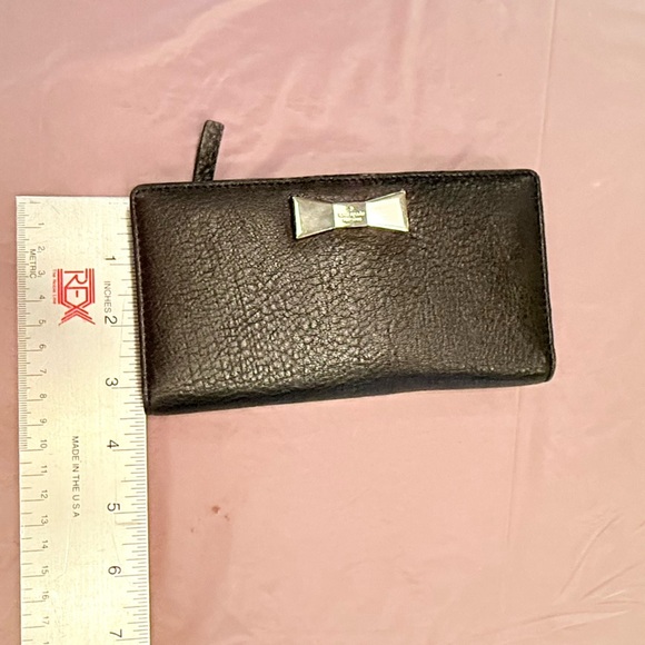 NWOT Kate Spade Maple St Stacy Black/Gold Pebbled Leather Bi-Fold Wallet $198 - Picture 2 of 7